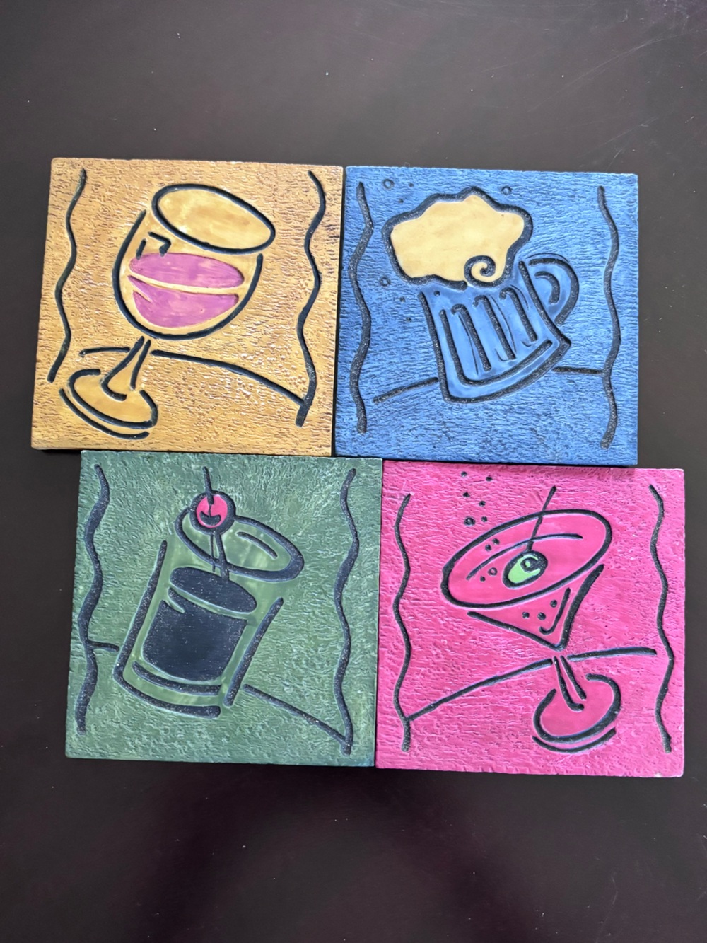 4 Colorful Cocktail Coaster